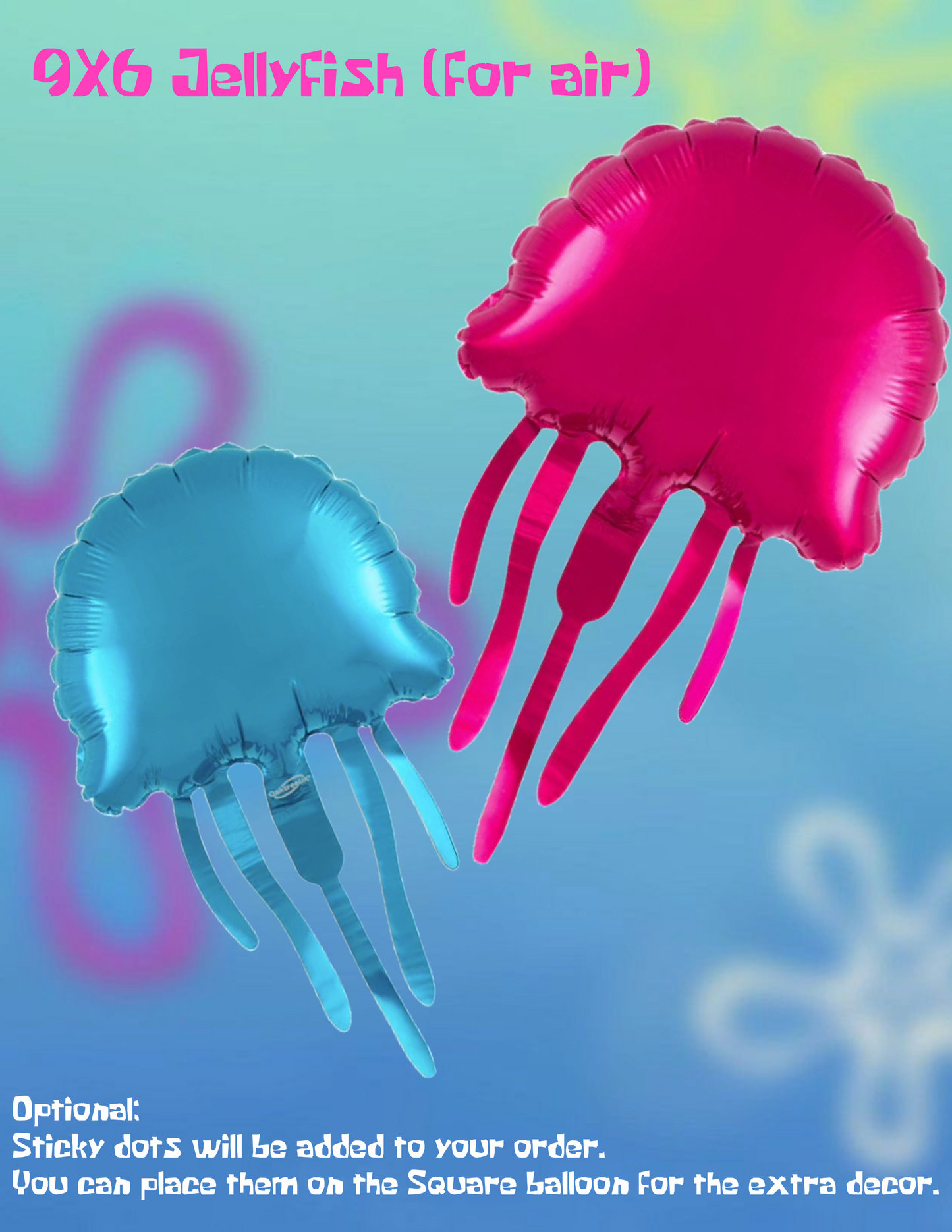 Anagram Spongebob Square foil Balloon Pack, two bonus Jellyfish Multicolor, 18 Inch